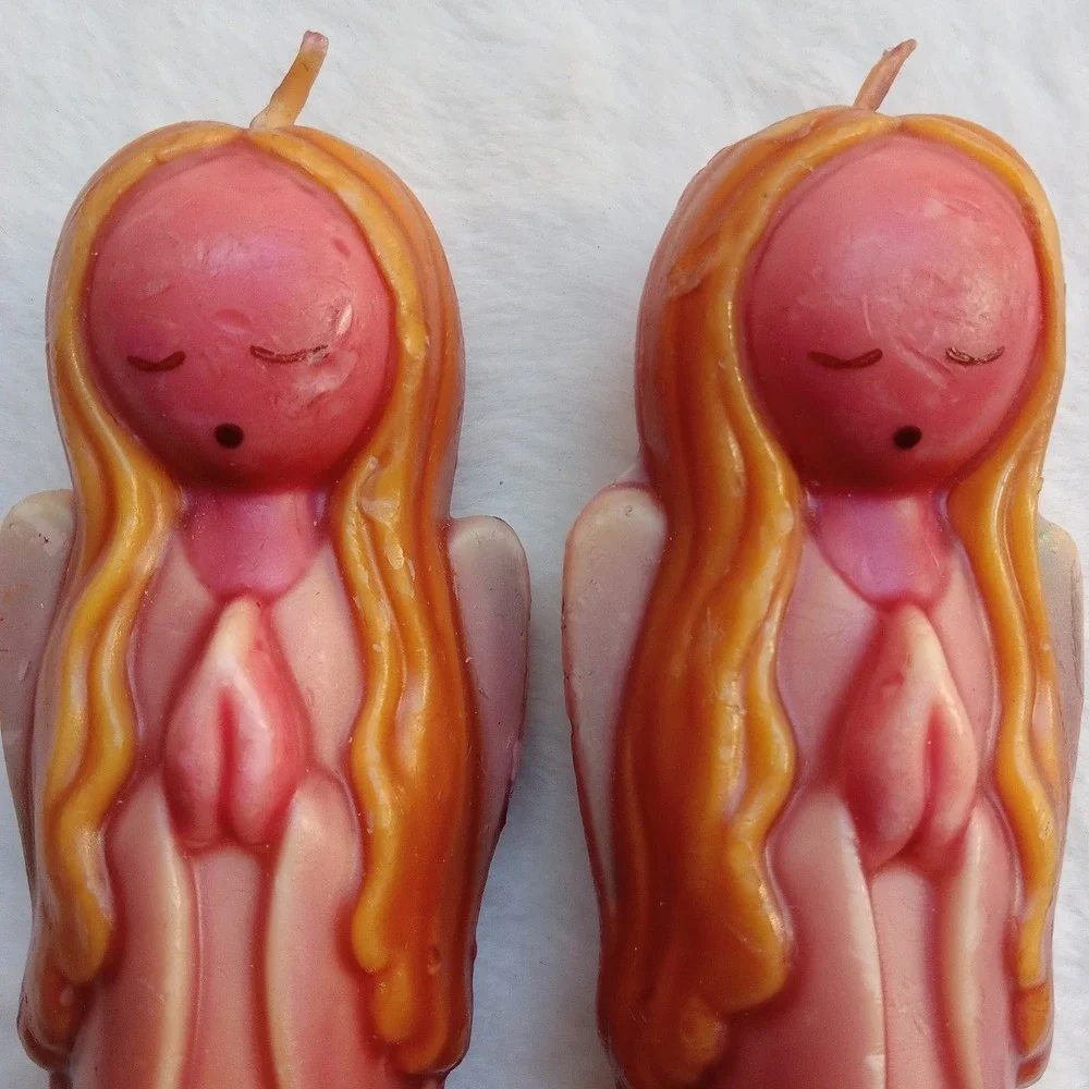 Two Vintage Heirloom Praying Angel Candles‎